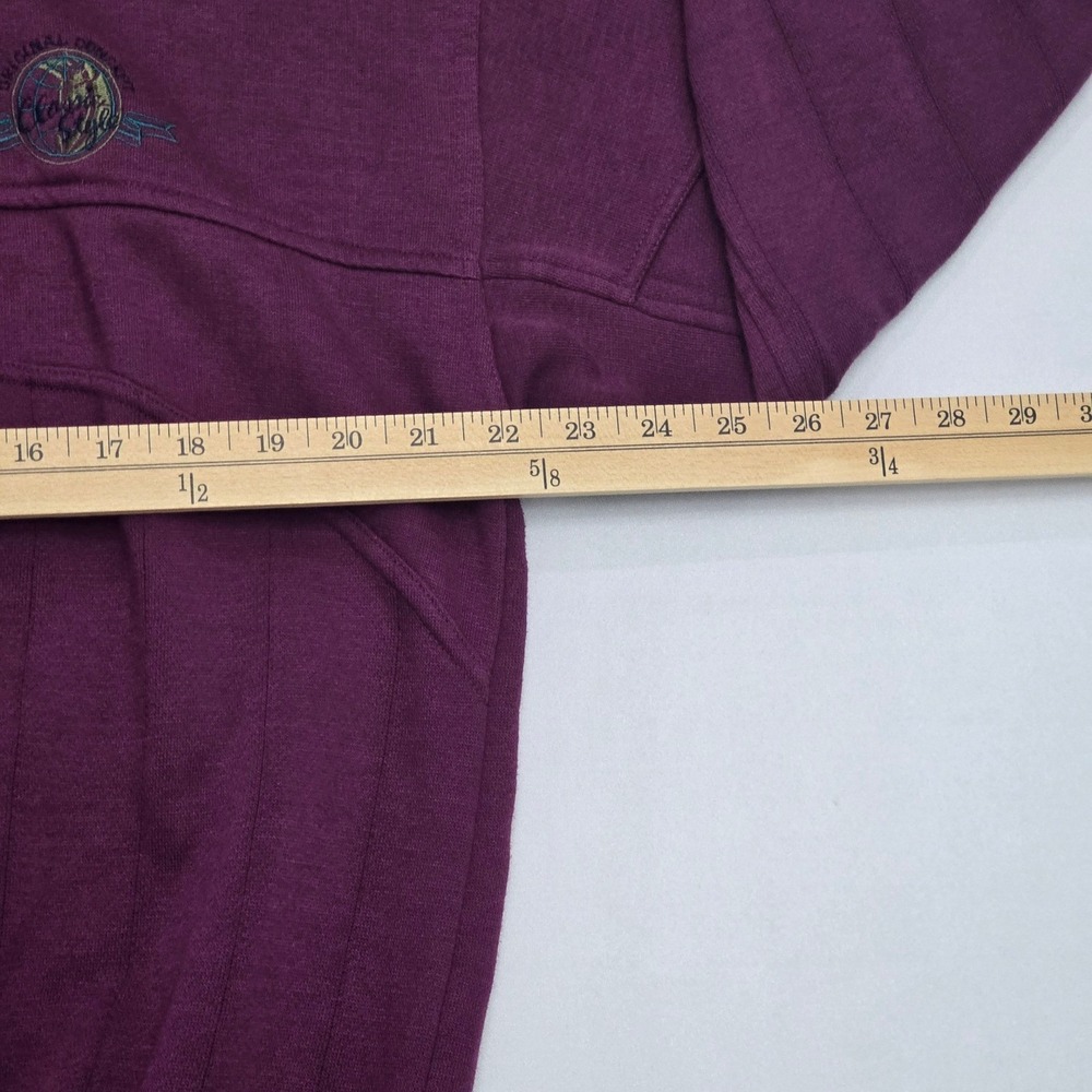 Vintage Todays News Purple Mock Neck Button Pullover Sweatshirt Mens Large - Picture 8 of 11